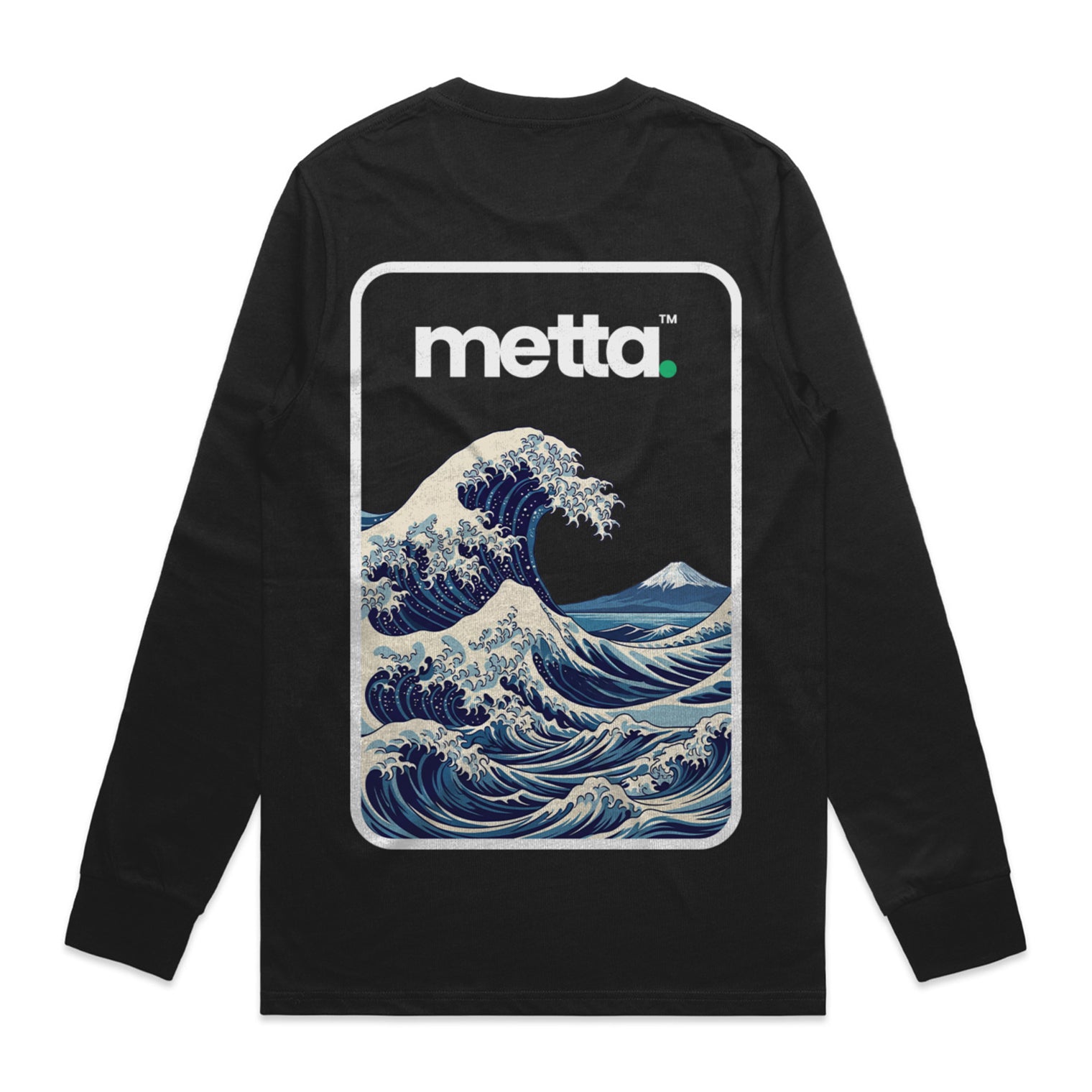 "The Great Wave" Regular Fit Long Sleeve T-Shirt (Black)