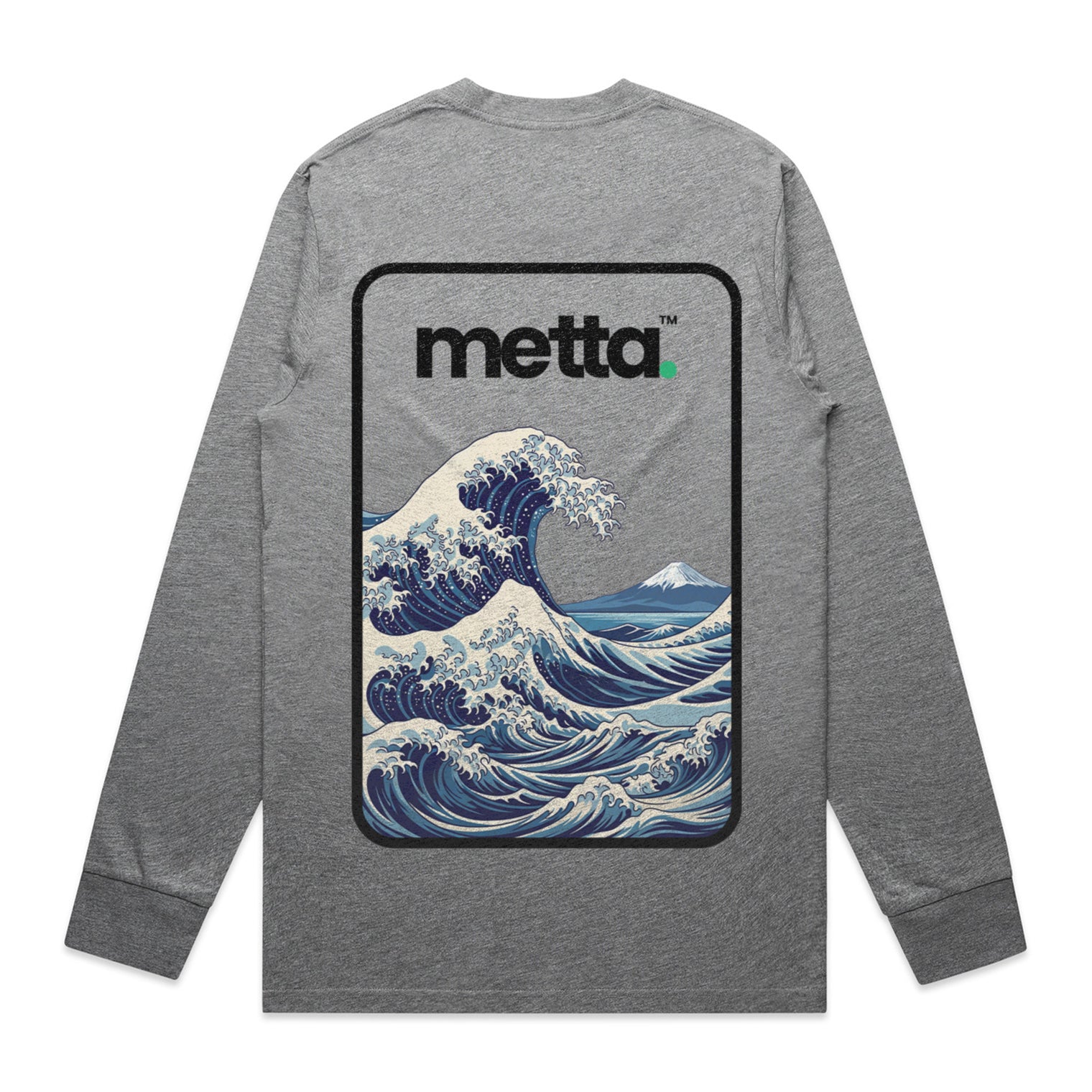 "The Great Wave" Regular Fit Long Sleeve T-Shirt (Grey)