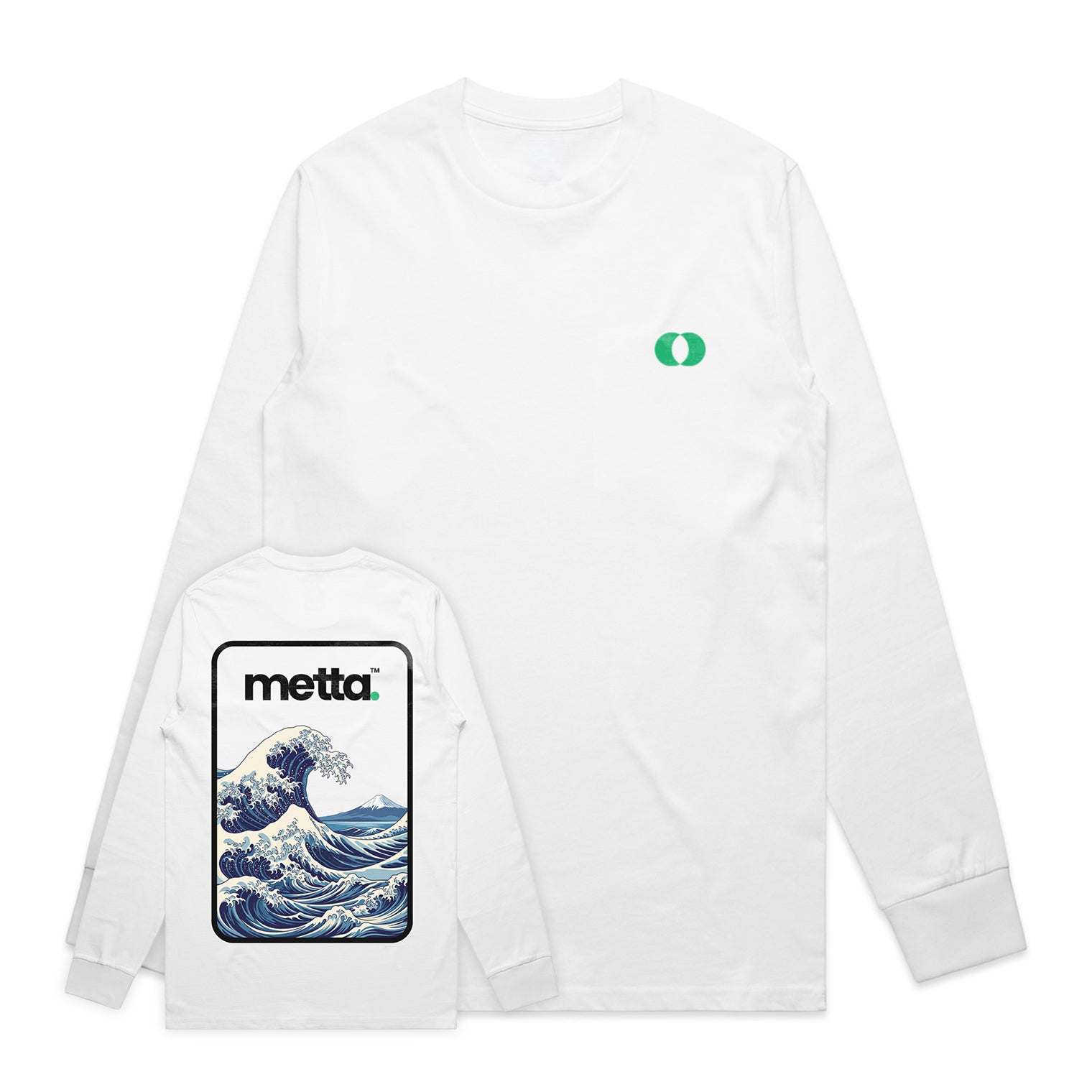 "The Great Wave" Regular Fit Long Sleeve T-Shirt (White)